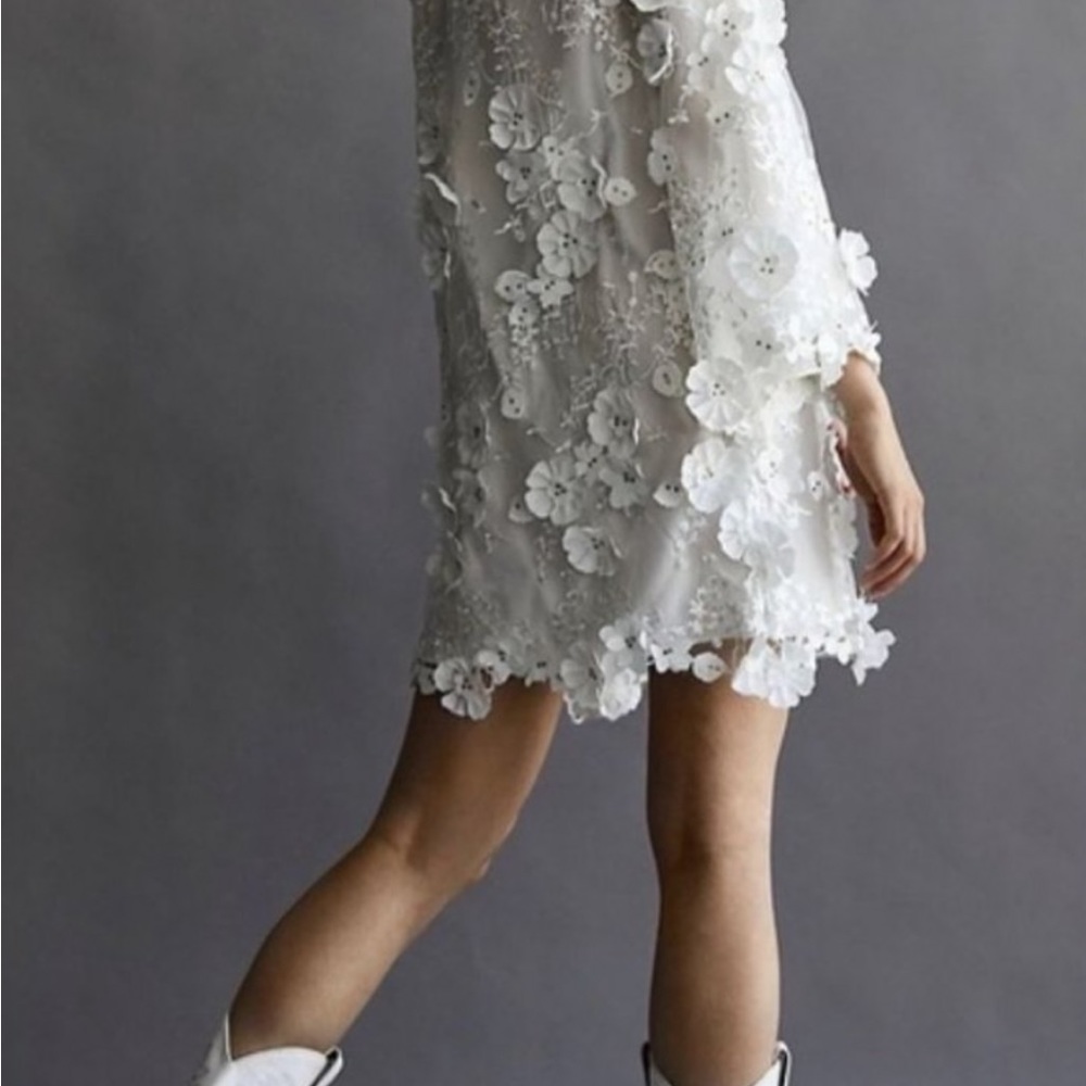 Free People Mestiza Flora Mini Ivory Floral Dress Size Medium